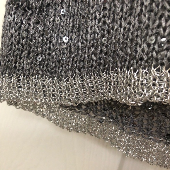 Lara Fabio Designer Scoop Neck Metallic Crochet Knit Sparkly Sweater Blouse - Picture 14 of 16